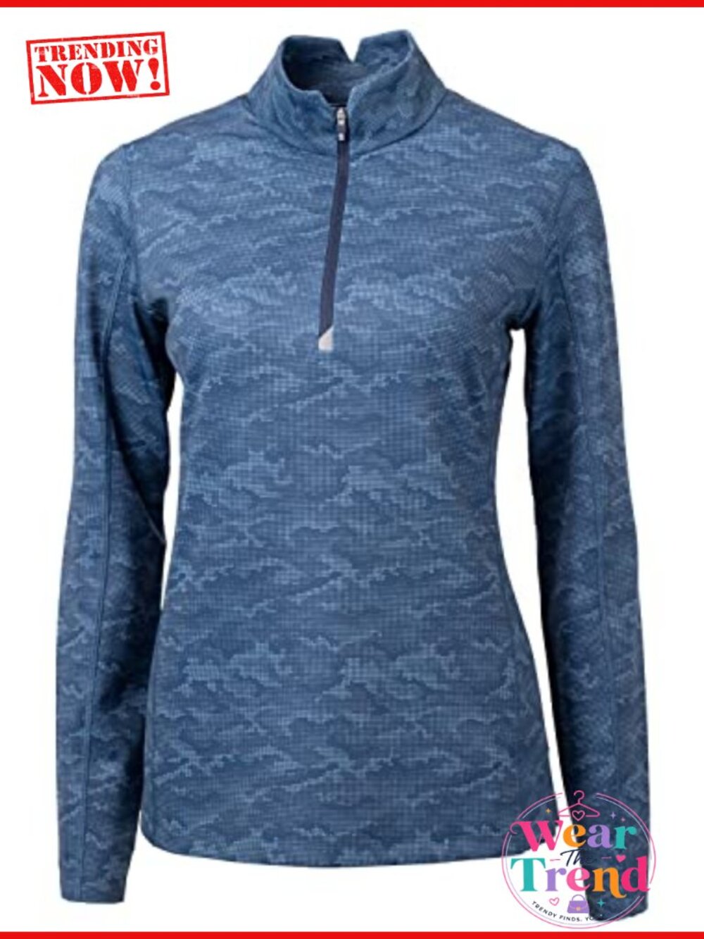 Cutter & Buck Women's Traverse Camo Print Stretch Quarter Zip Pullover